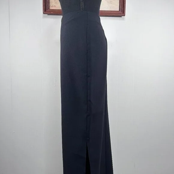 VTG Tracy Evans Maxi Pencil Skirt Women's 9 Black Business Office Side Slit USA - Picture 3 of 15